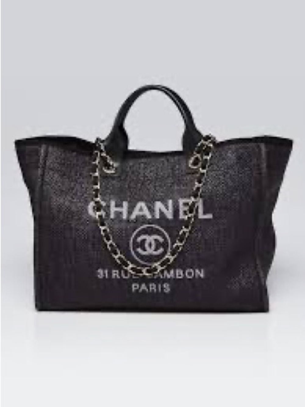 *No offers* Chanel Deauville Tote in Navy Blue Gold Hardware with Bag Organizer